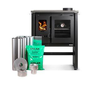 Cocina a leña&nbsp;Ares 70 charcoal + Kit Base 6" x4 mts