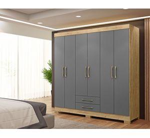 Clóset 6 puertas 2 cajones Escocia gris/café 182x157.2x47 cm