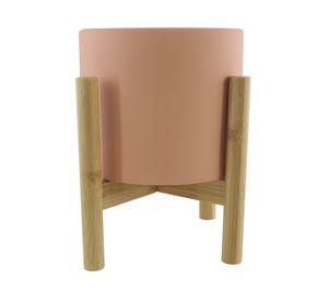 Maceta base madera terracota 21 cm