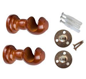 Soporte cortina simple madera 19 mm chocolate 2 un.