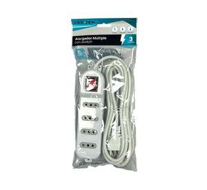 Alargador múltiple 4 posiciones 3 m 10A/250V blanco