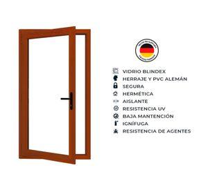 Puerta vidriada PVC termo panel 200x95x10 cm nogal
