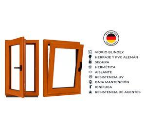 Ventana termopanel Oscilobatiente PVC 70x90x10 cm roble dorado