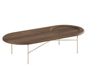 Mesa de centro ovalada Ovalo 30.2x136x60 cm café