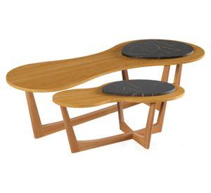 Mesa de centro ovalada Onda Dúo 36.5x134x59 cm café