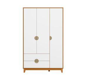 Clóset 3 puertas 2 cajones Ipe blanco/café 195x120x47 cm