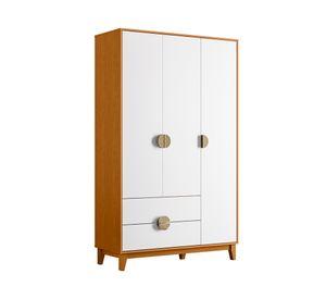 Clóset 3 puertas 2 cajones Ipe blanco/café 195x120x47 cm