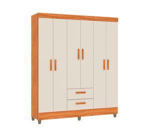 Clóset 6 puertas 2 cajones Lite off white/café 181x150x40 cm