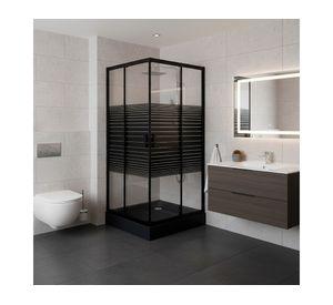 Shower door Recto Strava negro 80x80 cm