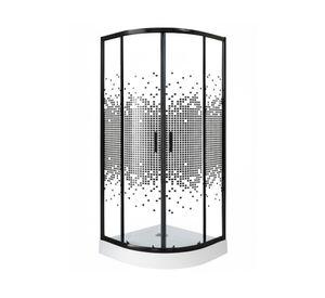 Shower door Curvo Mosaic negro 80x80 cm