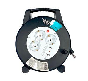 Carrete alargador 3 posiciones 15 m 10A 250V negro