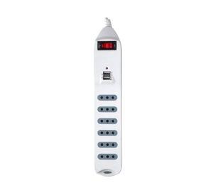 Alargador múltiple 6 posiciones 2 USB-A 5 m 10A 250V blanco