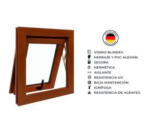 Ventana termopanel Proyectante PVC 50x50x10 cm nogal