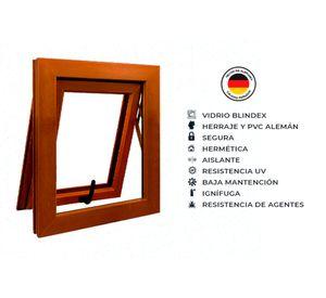 Ventana termopanel Proyectante PVC 50x50x10 cm roble dorado