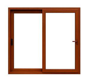 Ventana corredera 195x205 cm PVC alemán termopanel Blindex roble dorado