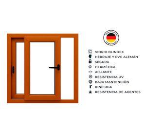 Ventana termopanel Corredera PVC 100x100x10 cm roble dorado