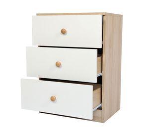 Velador York natural/blanco 3 cajones