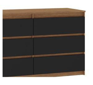 Cómoda Grecco acacia/negro 6 cajones