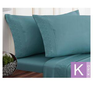 Juego sábanas Broderie Santorini aqua King
