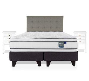 Cama europea Majesty king base dividida + 1 respaldo Design gris + 2 velador Roma