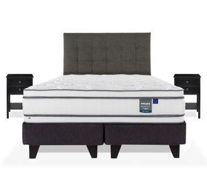 Cama europea Majesty king base dividida + 1 respaldo Design grafito + 2 velador Rover