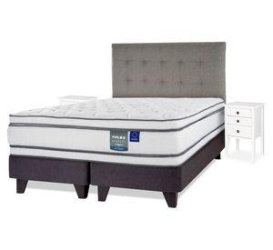 Cama europea Majesty súper king base dividida + 1 respaldo Design gris + 2 velador Roma