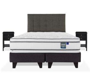 Cama europea Majesty súper king base dividida + 1 respaldo Design grafito + 2 velador Rover