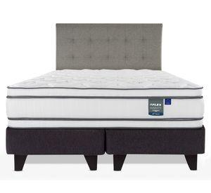 Cama Europea Majesty 2 plazas base dividida + respaldo Design gris