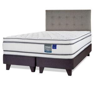 Cama europea Majesty 2 plazas box base dividida + 1 respaldo Design gris