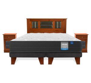 Cama Europea Europedic Dual 2 plazas base dividida respaldo + 2 veladores Lorraine