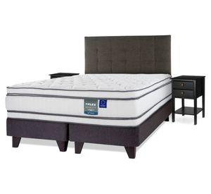Cama europea Majesty 2 plazas base dividida + 1 respaldo Design grafito + 2 velador Rover