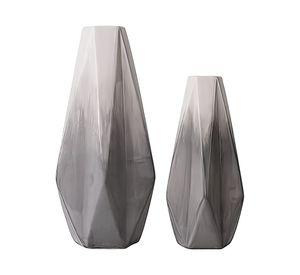 Jarrón Geometricos ceramica gris 2 un.