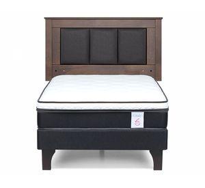 Cama europea 1 Plaza New Style 6 + respaldo Rachel gris