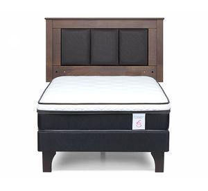Cama europea 1.5 plazas New Style 6 + respaldo Rachel gris
