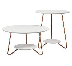 Mesa de centro 2 piezas redonda Liz 52x50 cm blanco