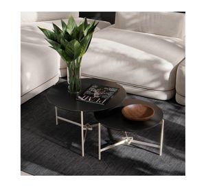 Mesa de centro 2 piezas redonda Prisma 37x61.5 cm preto