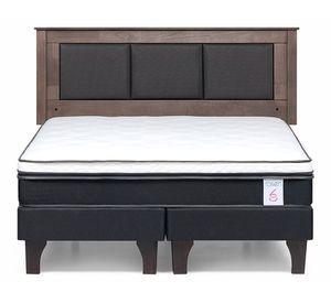 Cama europea 2 plazas New Style 6 base dividida + respaldo Rachel grafito