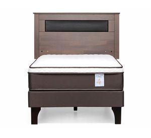 Cama europea 1.5 plazas New Style 4 Plus + respaldo Ferrara gris