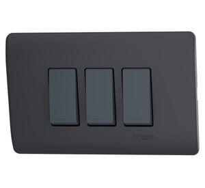 Placa Genesis armada interruptor triple 9/32 16AX 250V black