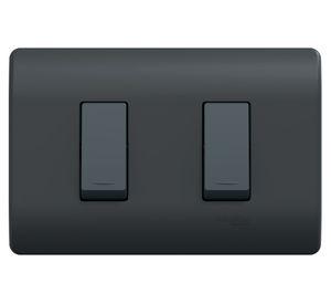 Placa Genesis armada interruptor doble 9/15 16 A 250 V black