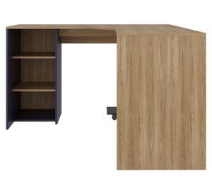 Escritorio L fresno europeo/kronos azul 76.5x130x130 cm