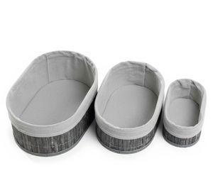 Canasto organizador Oval gris 3 Piezas