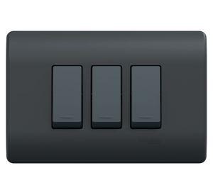 Placa Genesis armada interruptor triple 9/24 16 A 250 V black