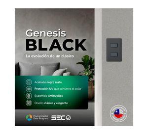 Placa Genesis armada interruptor doble 9/24 16 A 250 V black