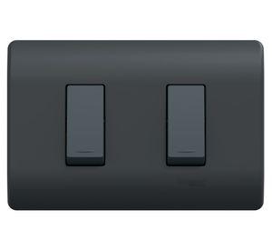 Placa Genesis armada interruptor doble 9/24 16 A 250 V black