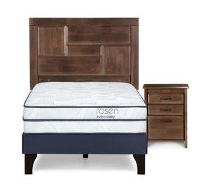 Cama europea 1.5 plazas Autonomy Sky + Respaldo + velador Dolce