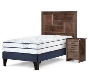 Cama europea 1.5 plazas Autonomy Sky + Respaldo + velador Dolce