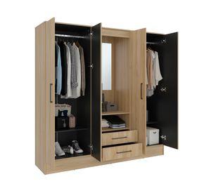 Clóset 4 puertas Barmine fresno/wengué 180.6x180.2x46.5 cm