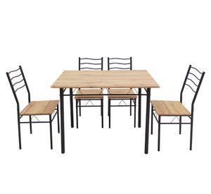 Comedor Barry negro/madera 4 Sillas