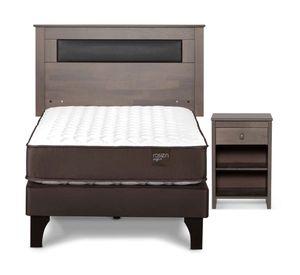 Cama europea Ergo T 1.5 plazas + respaldo + velador Ferrara